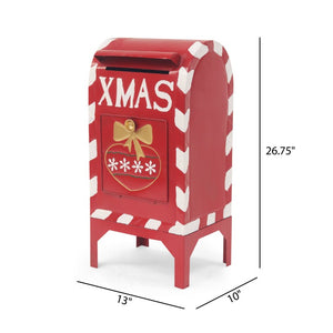 English Elm Red Iron Holiday Mailbox Silhouette Nostalgic Farmhouse Mantel Seasonal Accent N769P182384R