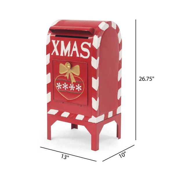 English Elm Red Iron Holiday Mailbox Silhouette Nostalgic Farmhouse Mantel Seasonal Accent N769P182384R