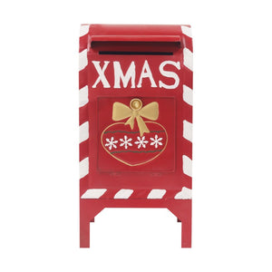 English Elm Red Iron Holiday Mailbox Silhouette Nostalgic Farmhouse Mantel Seasonal Accent N769P182384R