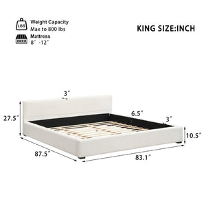 English Elm Elegant Upholstered King Bed Wide Edge Headboard Low Profile Architectural Bedroom Frame N769P294912K