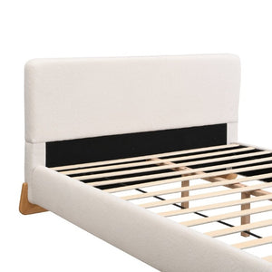English Elm Elegant Boucle Upholstered Full Bed White Looped Fabric Frame for Modern Bedroom N769P342937N