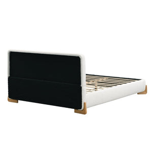 English Elm Elegant Boucle Upholstered Full Bed White Looped Fabric Frame for Modern Bedroom N769P342937N