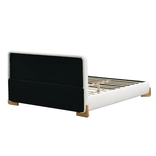 English Elm Elegant Boucle Upholstered Full Bed White Looped Fabric Frame for Modern Bedroom N769P342937N