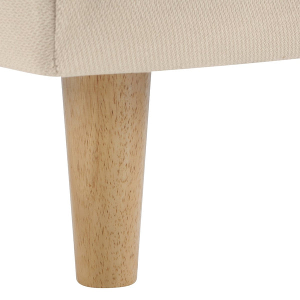 English Elm Beige Upholstered King Bed Chunky Headboard Rubberwood Legs 800lb Structural Support N769P362092B