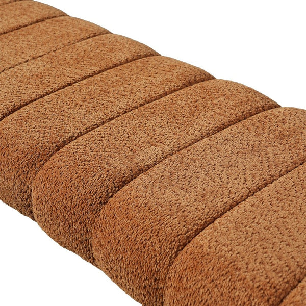 English Elm 63-inch Boucle Channel Seam Bench Versatile Upholstered Seating for Bedroom or Entryway N769P411338O