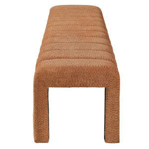 English Elm 63-inch Boucle Channel Seam Bench Versatile Upholstered Seating for Bedroom or Entryway N769P411338O