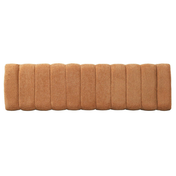 English Elm 63-inch Boucle Channel Seam Bench Versatile Upholstered Seating for Bedroom or Entryway N769P411338O