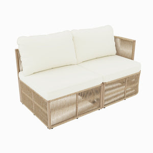 English Elm Outdoor Modular Pe Wicker Conversation Set with Iron Frame and Tempered Glass Table N769P415629M