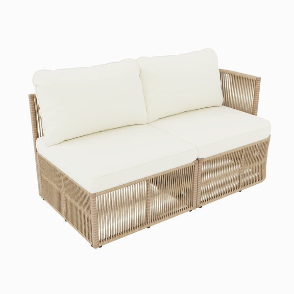 English Elm Outdoor Modular Pe Wicker Conversation Set with Iron Frame and Tempered Glass Table N769P415629M