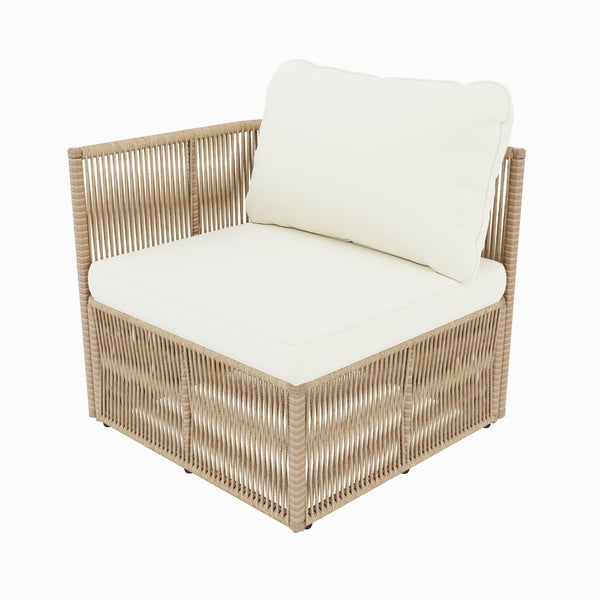 English Elm Outdoor Modular Pe Wicker Conversation Set with Iron Frame and Tempered Glass Table N769P415629M