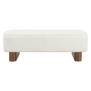 English Elm Modern Beige Upholstered Bench Plush Padded Seat with Rubberwood Legs for Living Room N769P443703M
