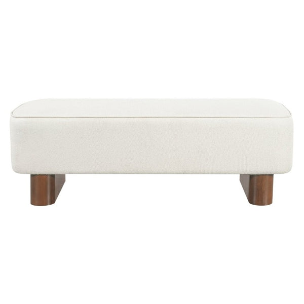 English Elm Modern Beige Upholstered Bench Plush Padded Seat with Rubberwood Legs for Living Room N769P443703M