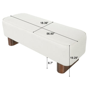 English Elm Modern Beige Upholstered Bench Plush Padded Seat with Rubberwood Legs for Living Room N769P443703M