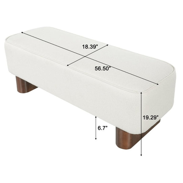 English Elm Modern Beige Upholstered Bench Plush Padded Seat with Rubberwood Legs for Living Room N769P443703M