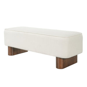 English Elm Modern Beige Upholstered Bench Plush Padded Seat with Rubberwood Legs for Living Room N769P443703M