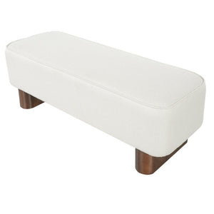 English Elm Modern Beige Upholstered Bench Plush Padded Seat with Rubberwood Legs for Living Room N769P443703M