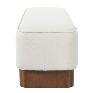 English Elm Modern Beige Upholstered Bench Plush Padded Seat with Rubberwood Legs for Living Room N769P443703M