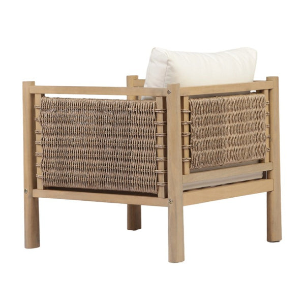 English Elm Set of 4 Outdoor Acacia Wood Armchairs with Handwoven PE Wicker and Cushions N769P445009L_4