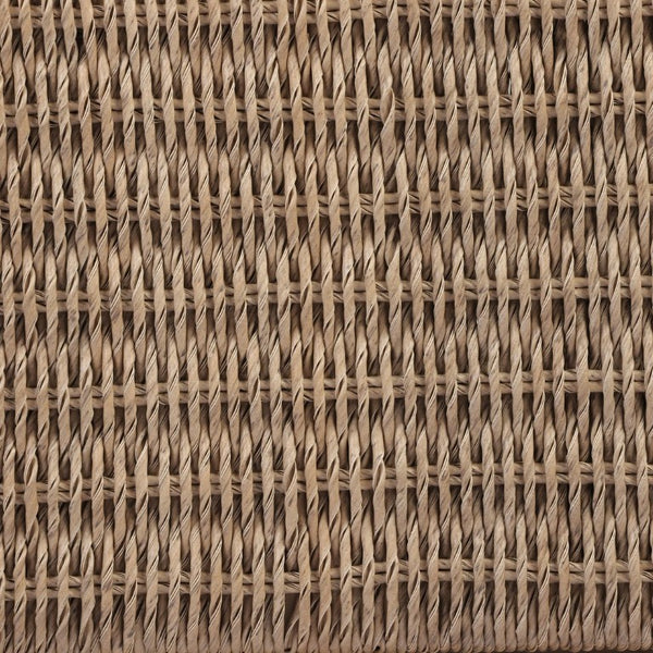 English Elm Outdoor Acacia Wood Armchair with Handwoven Wicker Panels and Cushioned Patio Seating N769P445009L