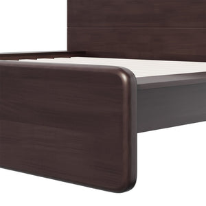 English Elm Walnut King Platform Bed Solid Rubberwood Rounded Headboard Mid-Century Style Frame N769P449899D