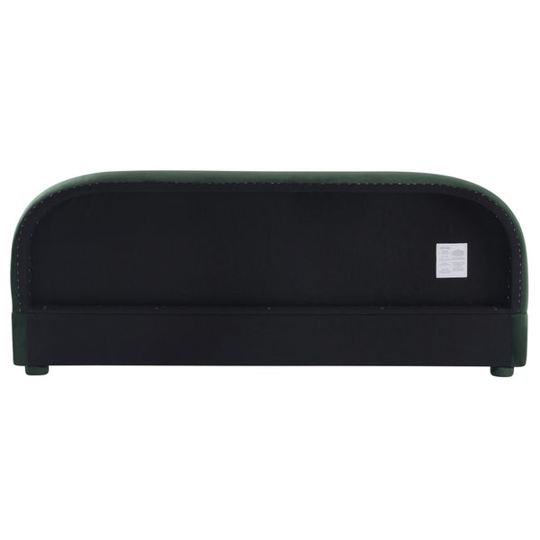 English Elm Dark Green Velvet King Bed Curved Headboard Upholstered Frame Luxury Bedroom Anchor N769P462347G