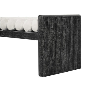 English Elm 62.8 Inch Chenille Rolled Cushion Bench Rubberwood Frame Entryway Seating for Three N769P467933B
