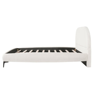 English Elm Luxury Bouclé Queen Platform Bed Curved Silhouette Padded Headboard No Box Spring N769P473145C