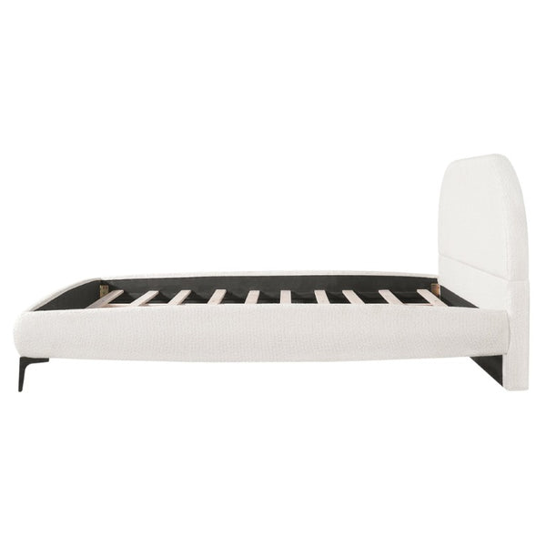 English Elm Luxury Bouclé Queen Platform Bed Curved Silhouette Padded Headboard No Box Spring N769P473145C