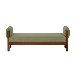 English Elm 63 Inch Sage Green Upholstered Bench Solid Hardwood Mid-Century Style for Bedroom N769P486617M