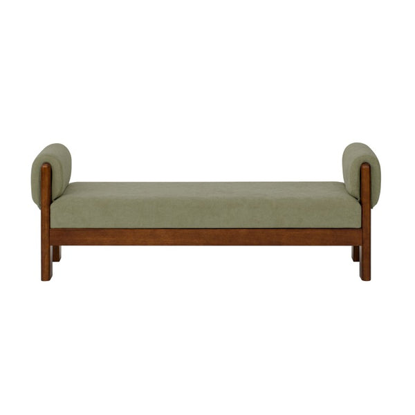 English Elm 63 Inch Sage Green Upholstered Bench Solid Hardwood Mid-Century Style for Bedroom N769P486617M