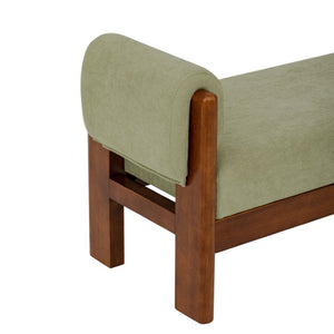 English Elm 63 Inch Sage Green Upholstered Bench Solid Hardwood Mid-Century Style for Bedroom N769P486617M