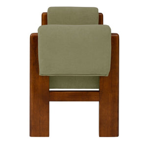 English Elm 63 Inch Sage Green Upholstered Bench Solid Hardwood Mid-Century Style for Bedroom N769P486617M