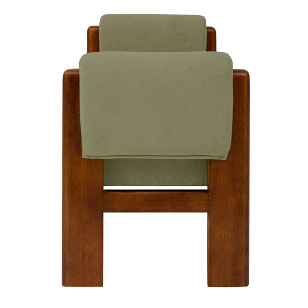 English Elm 63 Inch Sage Green Upholstered Bench Solid Hardwood Mid-Century Style for Bedroom N769P486617M