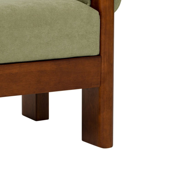 English Elm 63 Inch Sage Green Upholstered Bench Solid Hardwood Mid-Century Style for Bedroom N769P486617M