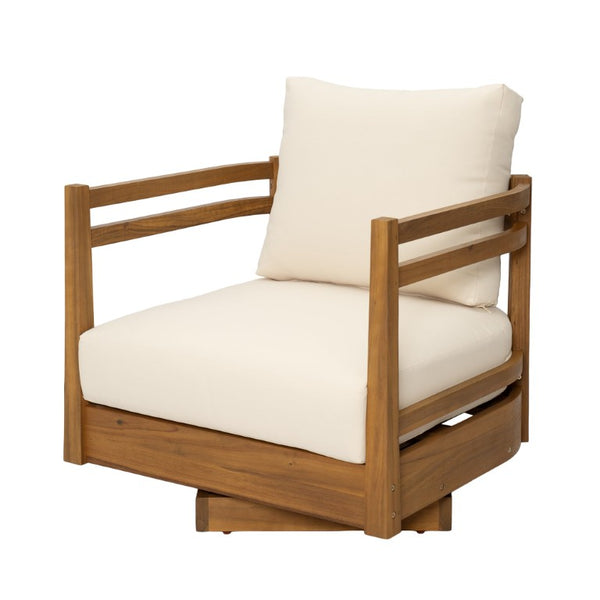 English Elm Set of 2 Solid Acacia Outdoor Swivel Lounge Chairs with Weather Resistant Cushions N769P492322T_2