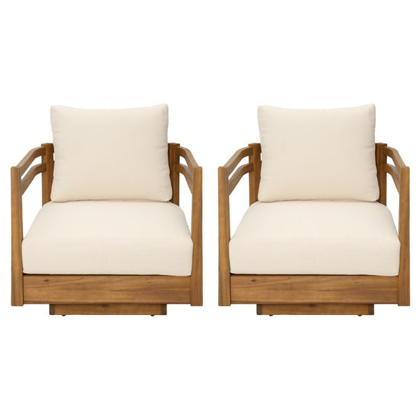 English Elm Set of 2 Solid Acacia Outdoor Swivel Lounge Chairs with Weather Resistant Cushions N769P492322T_2