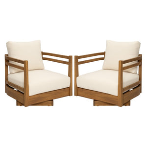 English Elm Set of 2 Solid Acacia Outdoor Swivel Lounge Chairs with Weather Resistant Cushions N769P492322T_2