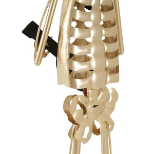 English Elm Metal Skeleton Guitar Player Statue Life Size Gothic Gold Finish Halloween Decor N769P511217G