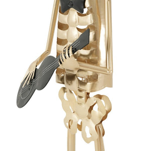 English Elm Metal Skeleton Guitar Player Statue Life Size Gothic Gold Finish Halloween Decor N769P511217G