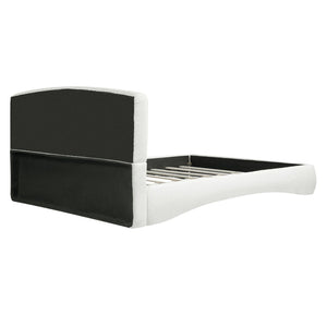 English Elm Curved Boucle Queen Bed with Smart Led Ambient Strip Sculptural Upholstered Frame N769Q386585C