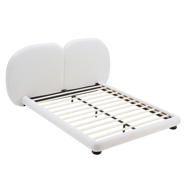 English Elm Extra Plush Teddy Fleece Platform Bed Curved Split Headboard 800 Lb Wooden Base N769Q419971W