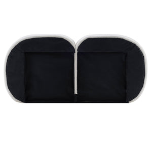 English Elm Extra Plush Teddy Fleece Platform Bed Curved Split Headboard 800 Lb Wooden Base N769Q419971W