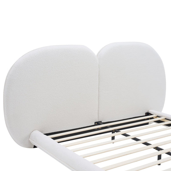 English Elm Extra Plush Teddy Fleece Platform Bed Curved Split Headboard 800 Lb Wooden Base N769Q419971W