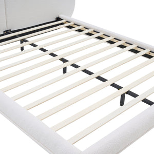 English Elm Extra Plush Teddy Fleece Platform Bed Curved Split Headboard 800 Lb Wooden Base N769Q419971W