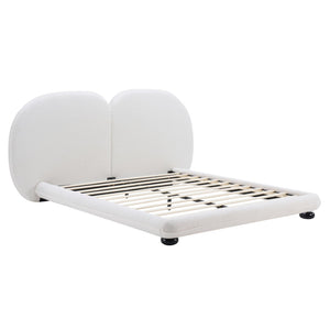 English Elm Extra Plush Teddy Fleece Platform Bed Curved Split Headboard 800 Lb Wooden Base N769Q419971W