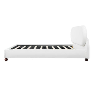 English Elm Cream-colored Boucle Queen Bed with Rubberwood Legs for a Refined Bedroom N769Q426834W