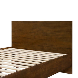 English Elm Walnut Queen Platform Bed Rubberwood Frame Footboard Storage Mid-Century Modern N769Q458324D