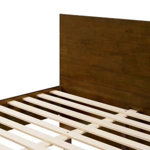English Elm Walnut Queen Platform Bed Rubberwood Frame Footboard Storage Mid-Century Modern N769Q458324D