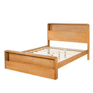 English Elm Solid Pine Queen Bed Frame with Headboard and Footboard Shelving for Modern Bedrooms N769Q461224N