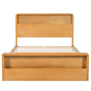 English Elm Solid Pine Queen Bed Frame with Headboard and Footboard Shelving for Modern Bedrooms N769Q461224N
